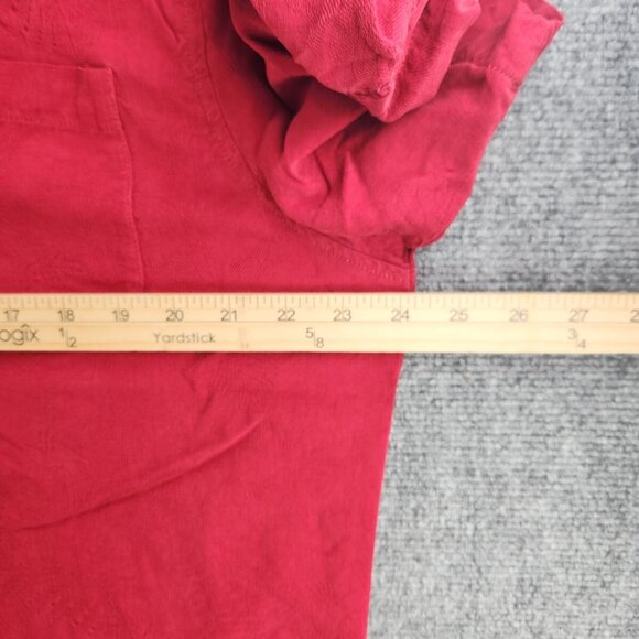 Tommy Bahama Red All Silk Floral Button Up Camp Shirt Large Pocket Hawaii - Picture 10 of 16